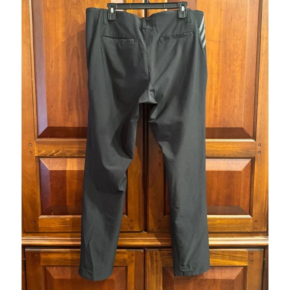 Adidas Men's Golf Performance Pants Black 3 Stripe Athletic Flat Front 38x34